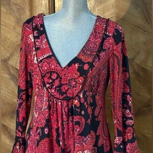 OC Oleg Cassini dress Paisley Red Pink Black Size 10